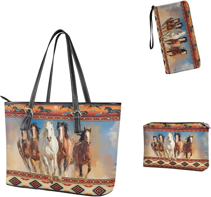 Women Purse Handbags Wallet Sets Leather Shoulder Tote Bag for Women,Top Handle Purse with Wrist Wallet Bag - Image 3
