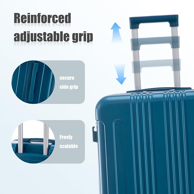 GDFStudio 20/24/28 Inch 3 Piece Luggage Set, ABS Hard Shell Spinner Suitcase with 360° Silent Wheels,TSA Combination Lock, Large Capacity Travel Luggage with Retractable Handle,Carry On,Dark Blue - Image 8