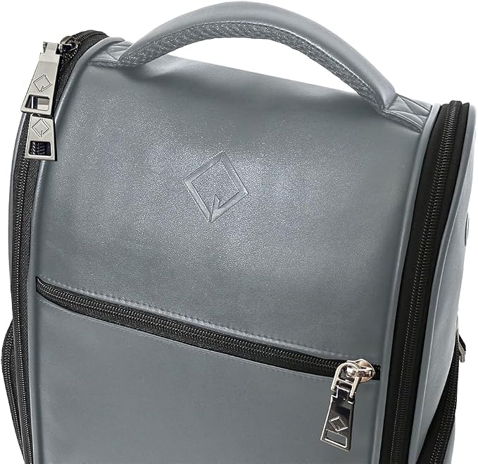 CaddyDaddy Premium Golf Shoe Bag Zipper Sports Shoe Strap Bag with Side and Front Accessory Pocket for Storing Golf Accessories Golf Shoe Carry Bags (LUX Synthetic Leather | Grey) - Image 5