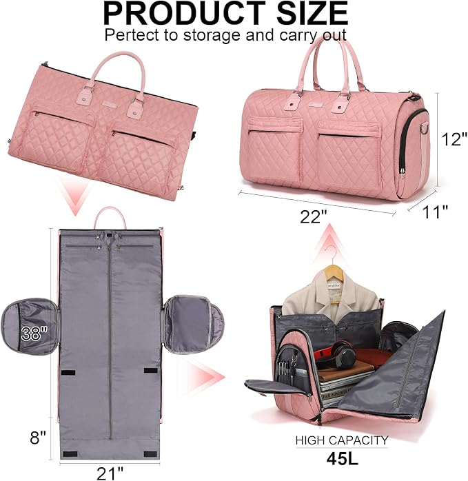 Convertible Rolling Garment Bag, Carry-On Duffle | 3-in-1 carry-on rolling duffle bag with wheels, suit carrier for overnight travel for both men and women - Image 5
