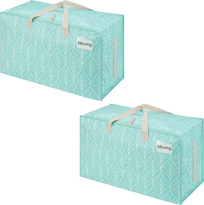 VENO 2 Pack Extra Large Heavy Duty Moving Bags with Wide Opening & Reinforced Handles, Reusable Storage Tote Bags with Strong Zippers for Clothes, College Dorm Essentials & Moving Supplies by Veno