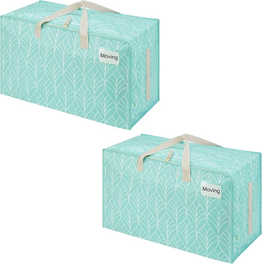 VENO 2 Pack Extra Large Heavy Duty Moving Bags with Wide Opening & Reinforced Handles, Reusable Storage Tote Bags with Strong Zippers for Clothes, College Dorm Essentials & Moving Supplies by Veno
