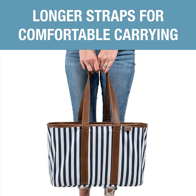 CleverMade Collapsible LUXE Tote, 30L Foldable Grocery Shopping Bag, Reusable - Image 8