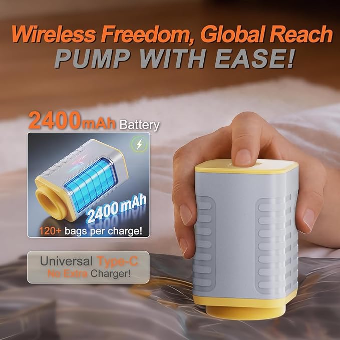 25-Pack Vacuum Bags for Travel with Wireless Rechargeable Pump, Carry-on Size Compression Packing Bags for Luggage & Suitcase, Space Saver for Clothes & Clothing, 25 Combo Travel Size, Fast 3S Vacuum - Image 4
