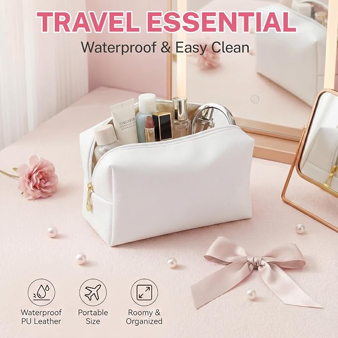 15 Pcs Makeup Bag Bulk PU Cosmetic Pouches Preppy Waterproof Travel Toiletry Bags Aesthetic Storage Organizer Bags Party/Birthday Gift Favors for Teen Girls Women (Vivid Series) - Image 5