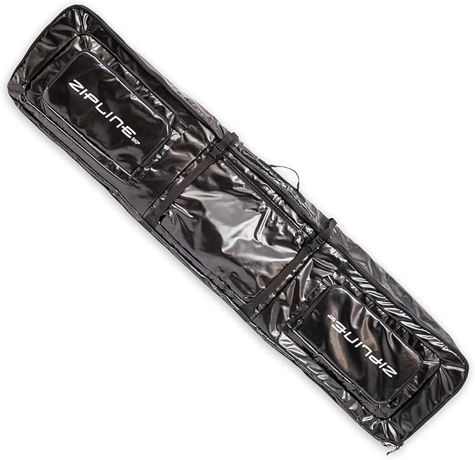 Zipline Ski Double Ski Bag with Wheels - Gear & Apparel Storage for Skiers - 180/200 cm Capacity - Durable & Waterproof - Proven Performance - 3 Yr Warranty - Ski & Snowboard Travel Bag by ZiplineSki