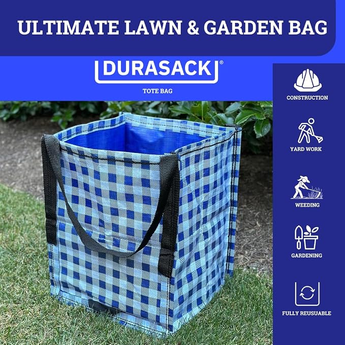 DURASACK Heavy Duty Storage Tote Bag 22-Gallon, Gingham Blue | Rugged Woven Polypropylene Moving Bag, Reusable Self-Standing Design, Holds up to 500 Pounds - Image 6