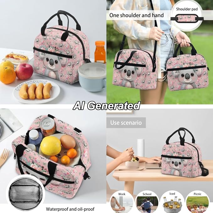 Koala Kids Cute Bookbag for Girls Backpack for Preschool Elementary Kindergarten Girls School Bag with Lunch Box and Pencil Case Set 3-in-1, Pink - Image 4