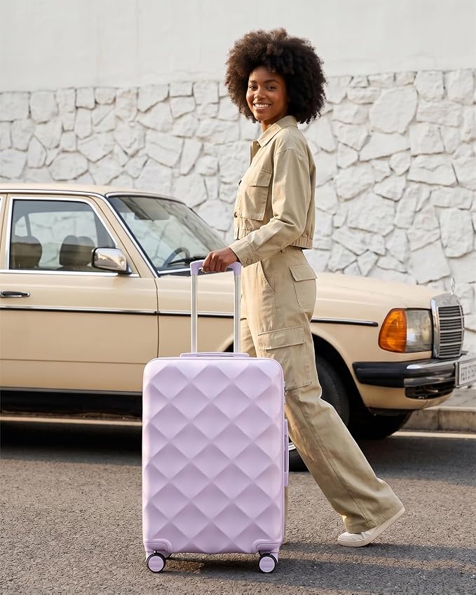 Somago Luggage Set of 3 Piece Suitcase Set Carry On Luggage with YKK Zipper TSA Lock ABS Hardside Luggage Spinner Wheels, Light Purple - Image 2