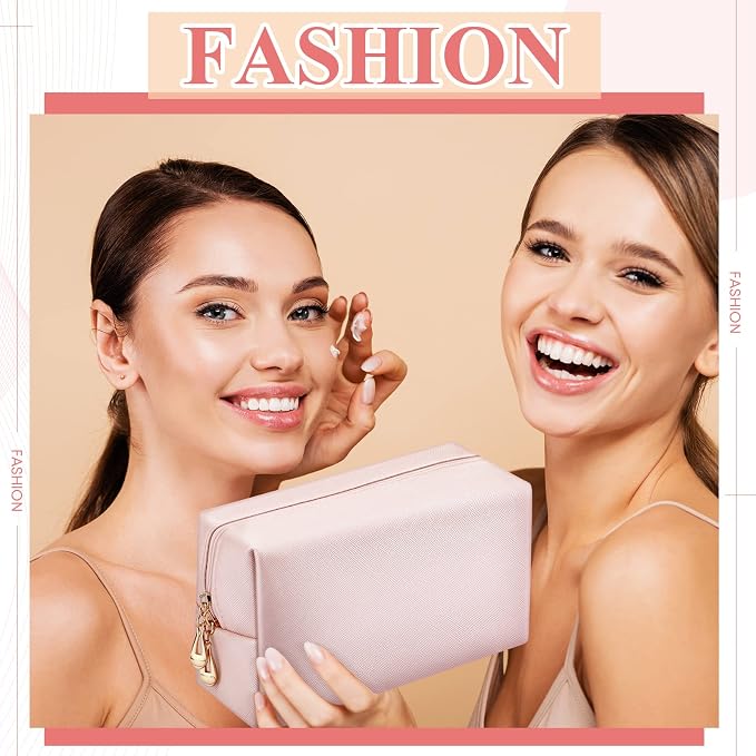 Kigeli Aesthetic Makeup Bags PU Leather Cosmetic Pouches Waterproof Plain Toiletry Bags Makeup Pouches Bulk for Women Party Gift Travel Storage Organizer(Rose Gold,7.1 x 2.8 x 4.3 in) - Image 6