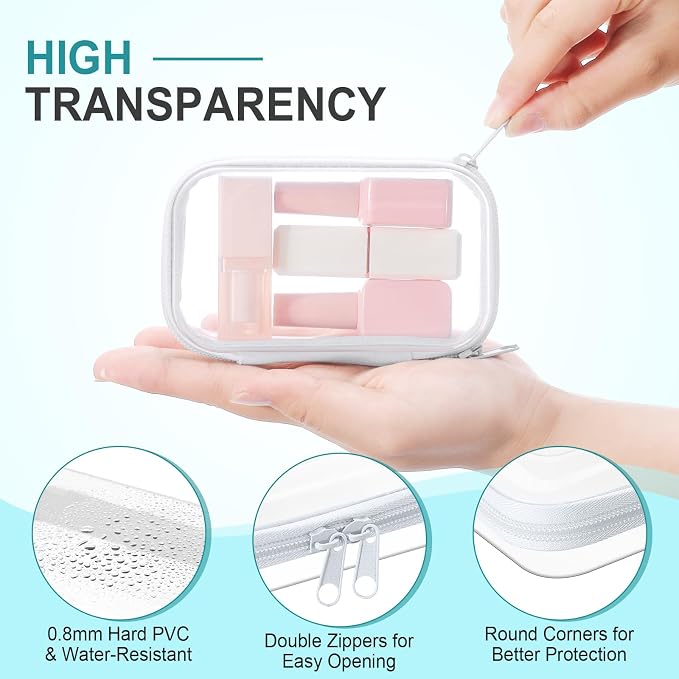 Hoolerry 4 Pcs Hard Clear Zipper Case Makeup Bags Plastic Zipper Pouch Transparent Storage Box Containers for Cosmetics, Snacks, Building Blocks, Puzzles(Clear,5 x 3 x 2 in,White) - Image 3