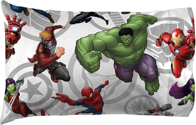 Jay Franco Kids Sheet Set with Fitted, Flat Sheets & Pillow Cover - Ultra-Soft Bedding with Pillowcase for Room Decor, Multi - Avengers, 4 Piece Full - Image 4