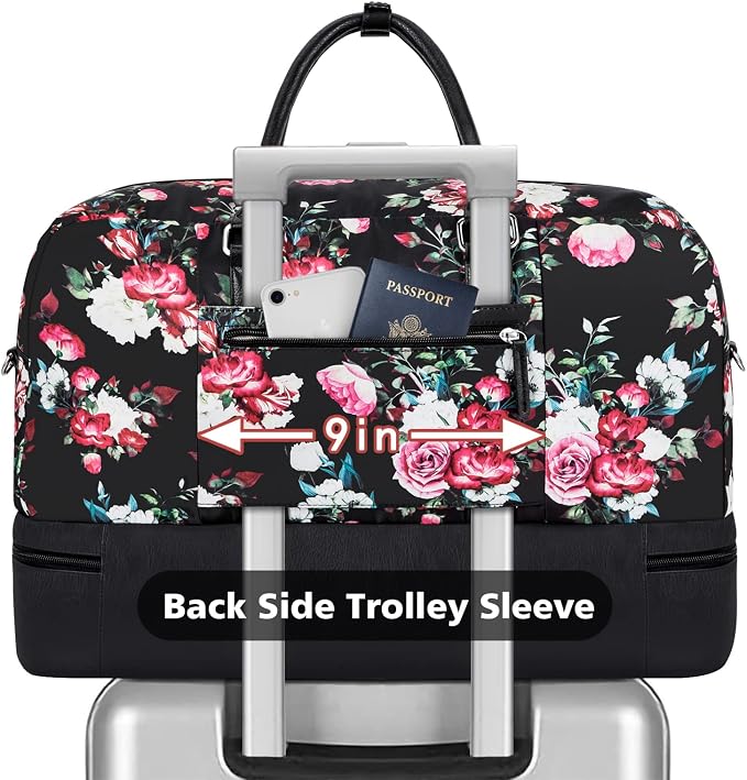 Weekender Bag for Women, Large Overnight Bag Canvas Travel Duffel Bag Carry On Tote with Shoe Compartment 21" 3Pcs Set - Image 3
