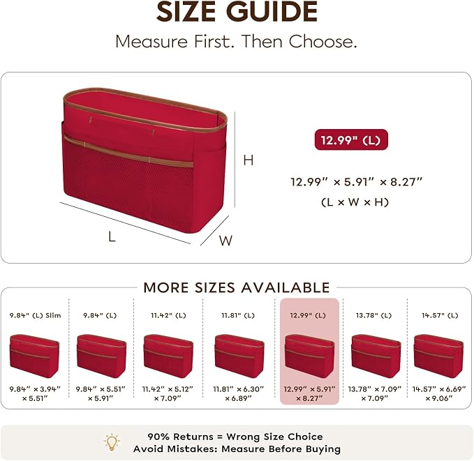 GIVLEFLY Purse Organizer Insert for Tote Bag, 12.99 Inch Satin Bag Organizer, Multi Pocket Handbag Organizer for Everyday Totes - Image 4