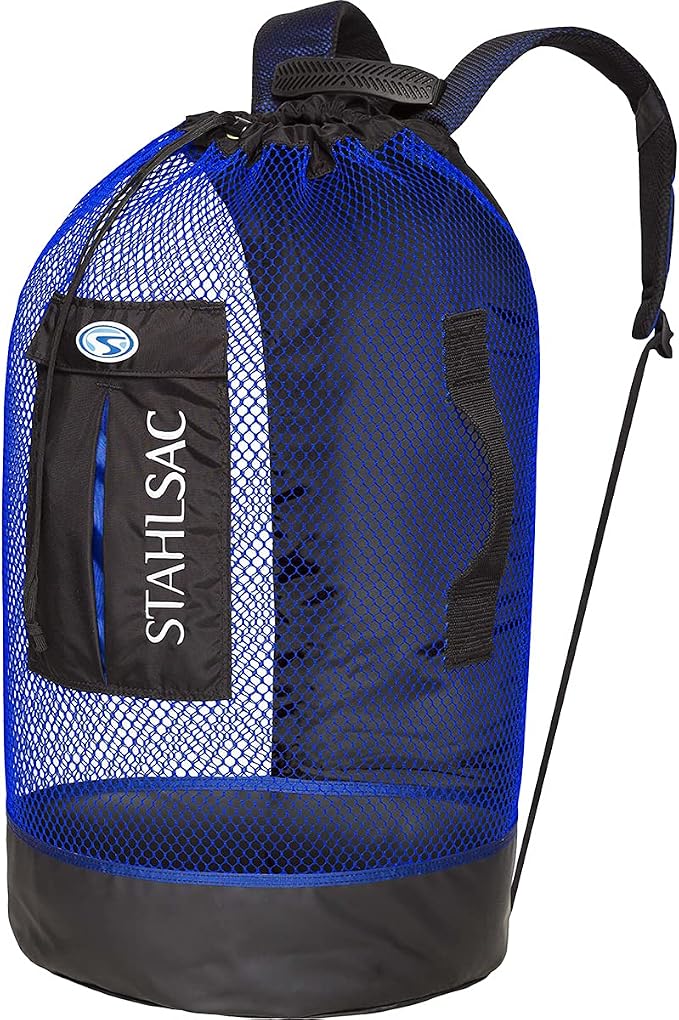 Stahlsac Panama Mesh Backpack: Convienent 103L size, ideal for dive gear, dry pockets, BLUE by Stahlsac