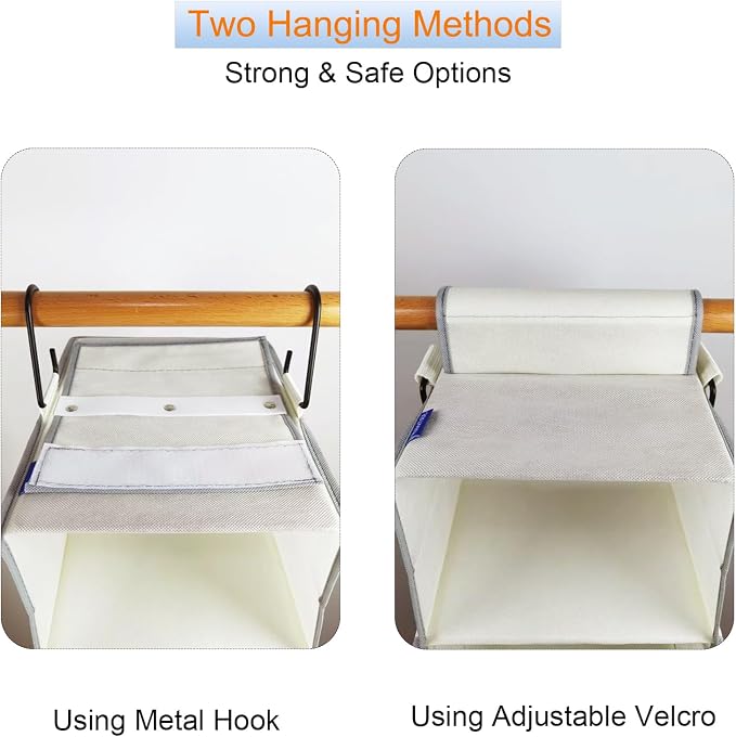 Large-Sized Hanging Shoe Organizer 8-Shelf, Hanging Closet Organizer with 8 Side Pockets, Wider Hanging Shelves for Storage Shoes Clothes 9" W × 11.8" D× 48" H, Beige. - Image 4