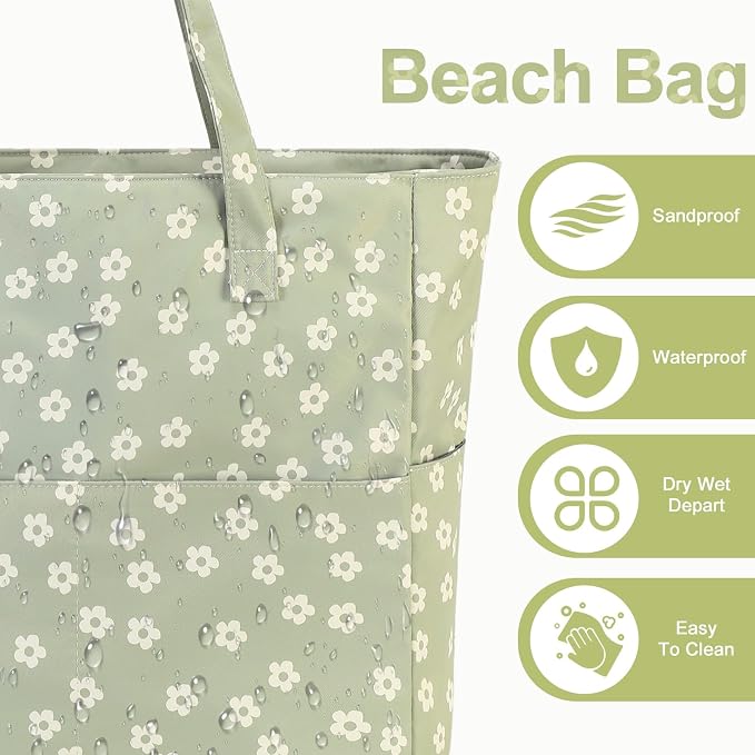 Bluboon Waterproof Beach Tote Pool Bags for Women Ladies Extra Large Carry On Bag With Wet Compartment for Weekender Travel - Image 6