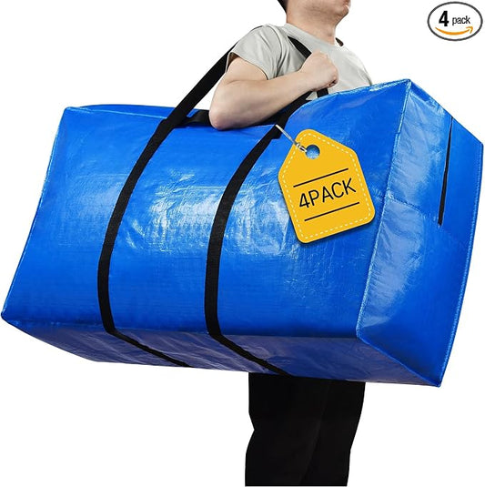 Extra Large Storage Bags, 57 Gallon XXL Jumbo Large Moving Bags Heavy Duty | 4 PACK Clothes Storage Totes Bins Moving Boxes Supplies, Foldable Travel Duffle Bag, Christmas Tree Bag,42x23x13.5 inch by HAPPY+CHEERS