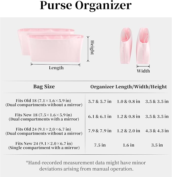 Satin Purse Organizer Insert for Constance 24, Pink | Tailored Fit, Multiple Pockets, Lightweight Satin, Purse Essentials, Ideal for Travel, Shopping, and Daily Use - Image 8