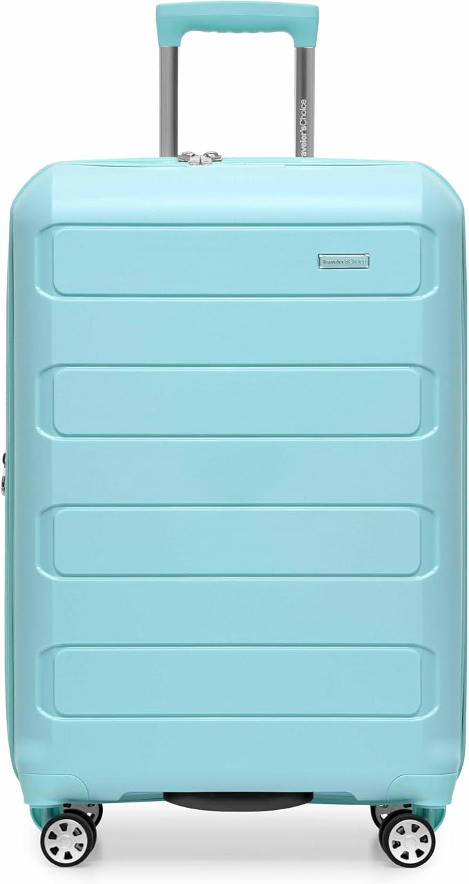 Traveler's Choice Pagosa Hardshell Expandable Luggage with Spinner Wheels, Baby Blue, 26-Inch Medium - Image 2