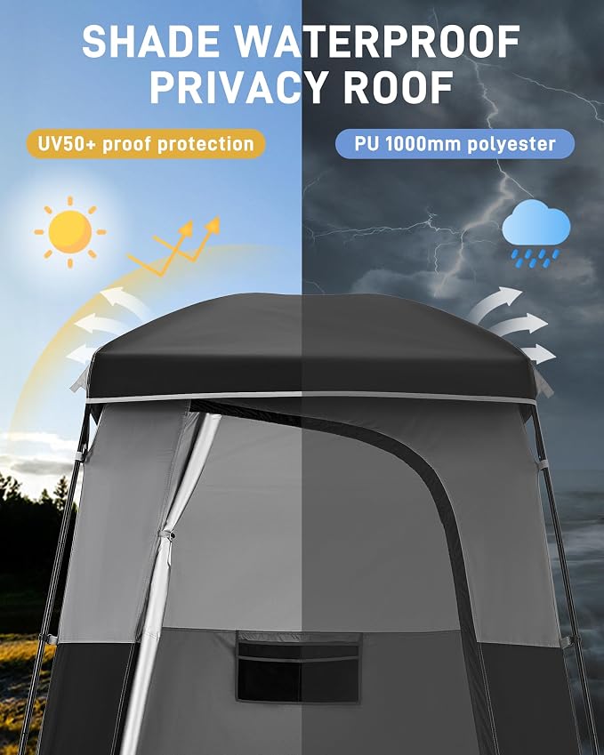 KingCamp Shower Tent, Portable Privacy Tent Outdoor Camping 1/2 Room Toilet Tents with Shower Bag & Dressing Room for Beach, Camping & Hiking - Image 5