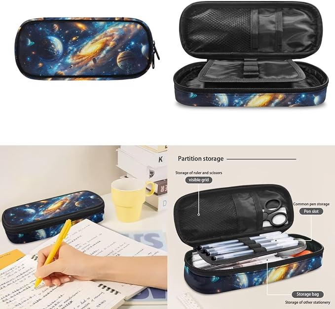 Galaxy Bookbag for Boys Elementary School Backpack for Kids 3Pcs School Bag Set with Lunch Bag and Pencil Box Lightweight Schoolbag Back to School Set - Image 6