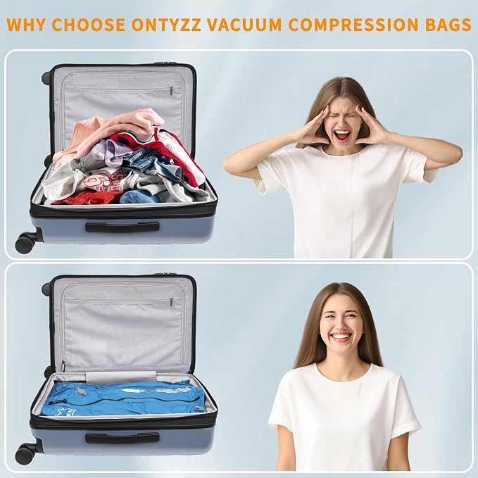 ONTYZZ Vacuum Bags for Travel, IPX8 Waterproof Vacuum Bags, Space Saver for Luggage/Camping/Home Storage (2 Pack No Pump-Blue) - Image 4