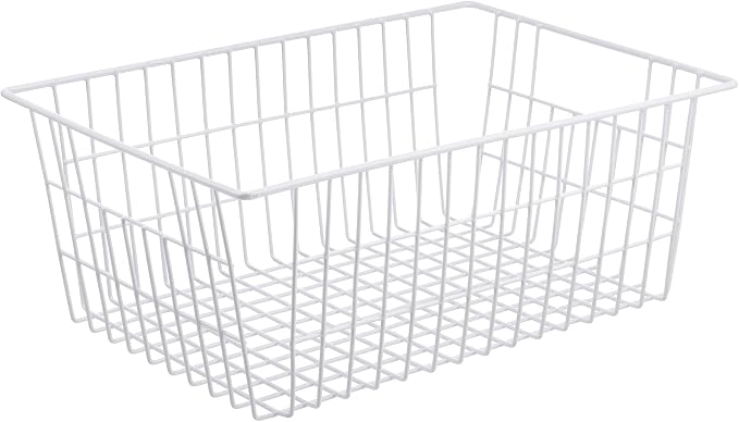 iPEGTOP Wire Freezer Stroage Baskets, 13.4 inch Set of 3 Farmhouse Storage Bins Basket Freezer Storage Organizer Bins with Handles for Kitchen Cabinets, Pantry, Closets, Bedrooms, Bathrooms- White - Image 7