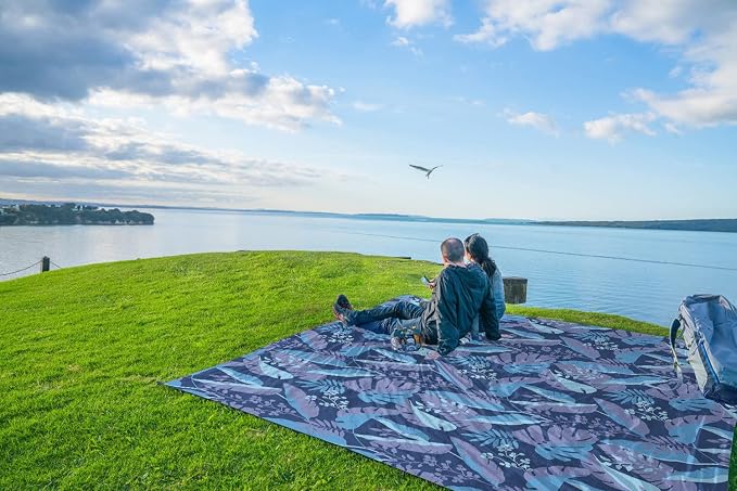 WEKAPO Beach Blanket Waterproof Sandproof Oversized, Extra Large Beach Mat Sand Free, Lightweight & Compact Sand Free Mat with 5 Stakes & 4 Corner Pockets - Image 9