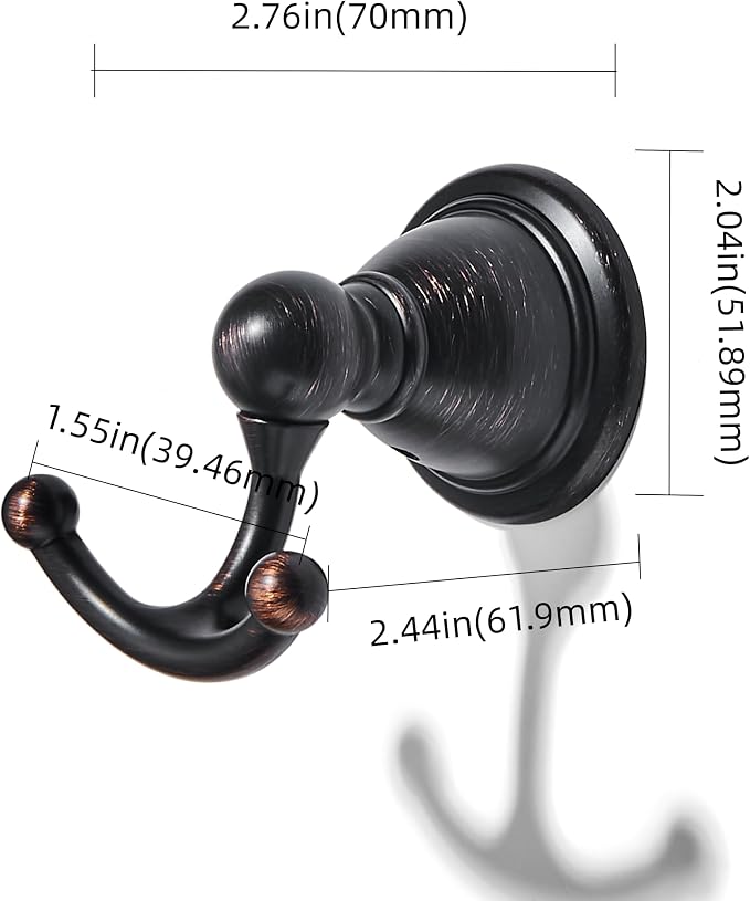 khtumeware 4 Pack Oil Rubbed Bronze Robe Hooks Venetian Wall-Mounted Heavy-Duty Towel Hooks, Zinc Alloy Bathroom Coat Hooks and Suitable for Hanging Towels, Bathrobes, Clothes, Hats and Bags. - Image 2