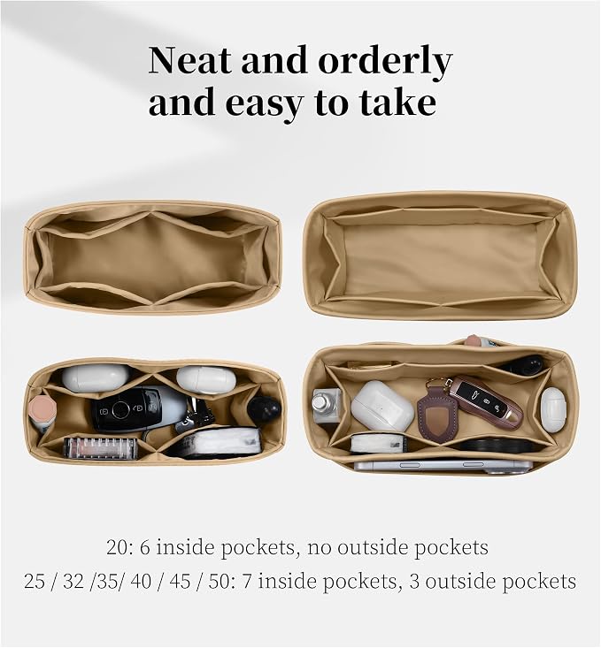 Satin Purse Organizer for Birkin 35, Chai | Custom Fit, Multiple Pockets, Lightweight Purse Essentials, Ideal for Travel, Shopping, and Daily Use - Image 3
