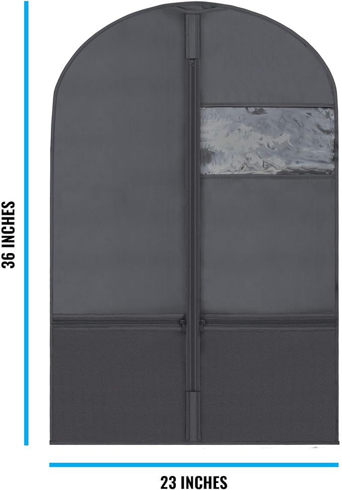 Plixio 36" Kids Garment Bags for Dance Costumes Children Hanging Clothes, Uniform, Suits, Girls Dress Recital Outfit Organizer Dance Garment Bags For Dancers with Zippered Pockets (6 Pack :36", Black) - Image 3