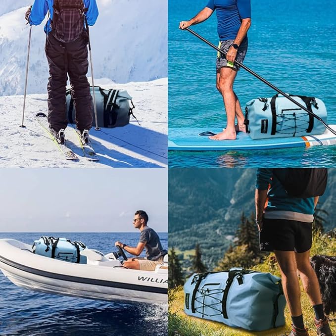 80L Dry Bag Large Waterproof Bag Roll-Top Heavy Duty Fishing Duffel Bag with Durable Straps & Handles for Kayaking Paddle boarding Boating Rafting Fishing - Image 6