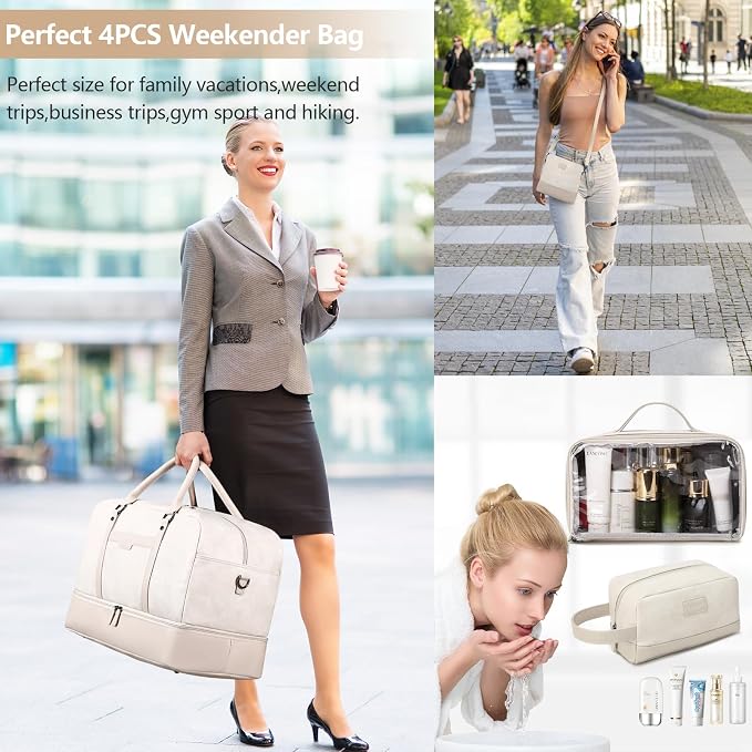 Wogarl Weekender Bag for Women Men Large Overnight Bag Travel Duffel Bag with Shoe Compartment Toiletry Satchel Bag Carry On Bag Fit 21" Laptop - Image 2