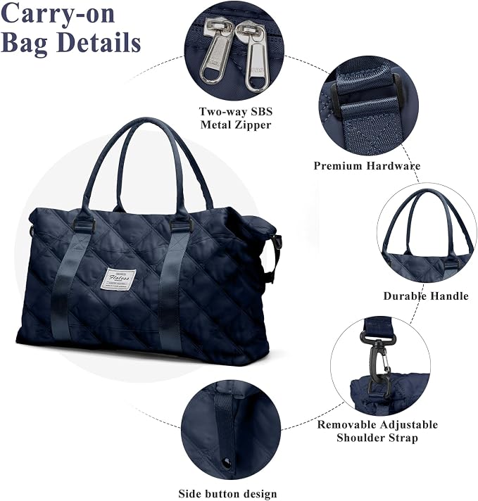Travel Duffel Bag, Carry On Overnight Weekender Bags for Women | Travel Bag with Wet Pocket & Trolley Sleeve, For Spirit Airlines 18x14x8 Personal Item Bag - Image 8