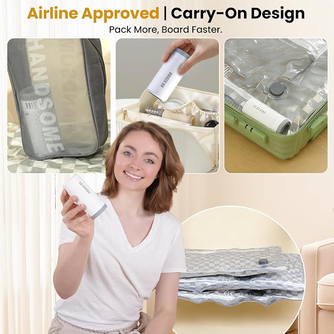Travel Essentials set, Vacuum Bags for Travel with Digital Display air Pump,12 PCS Combo Size for Luggage and Suitcase,Space Saver for Clothes - Image 5