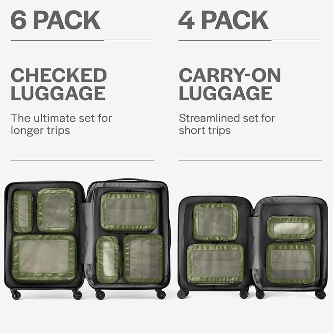 Aerotrunk Compression Packing Cubes for Travel - Luggage Organizer Bags - Double Zipper Packing Cubes for Suitcases (12-Pack, Olive) - Image 4