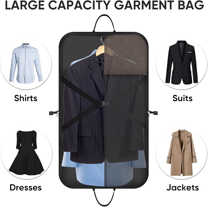 BALEINE Travel Garment Bag, Travel Suit Bag for Men, Water Resistant Carry on Garment Bag for Hanging Clothes, Garment Duffel Bag for Travel Business (Brown, 42") - Image 5