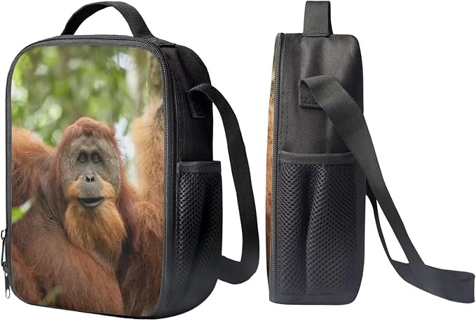 Girls Boys School Backpack with Lunch Box Pencil Case Comfy Padded Lightweight Animal Orangutan Backpack Set Kids Cute Bookbag Insulated Lunch Bag Student Large Capacity Daypack 17 Inch - Image 4