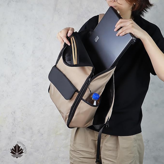 Travel Laptop Backpack Large Hanging Toiletry Organizer Water-Repellent Hygiene Bag (Khaki+) - Image 9