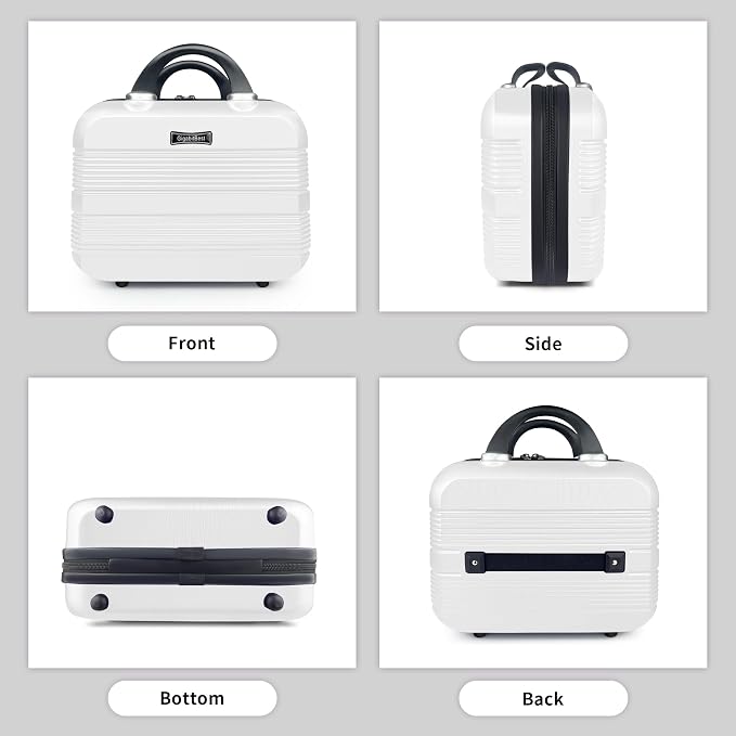 14 Inch Waterproof Hard Shell Travel Makeup Case (White) | ABS Scratch-Proof, Carrying Cosmetic Organizer Case with Elastic Band, Train Case, Mini Suitcase Vanity Case for Women Girl - Image 6