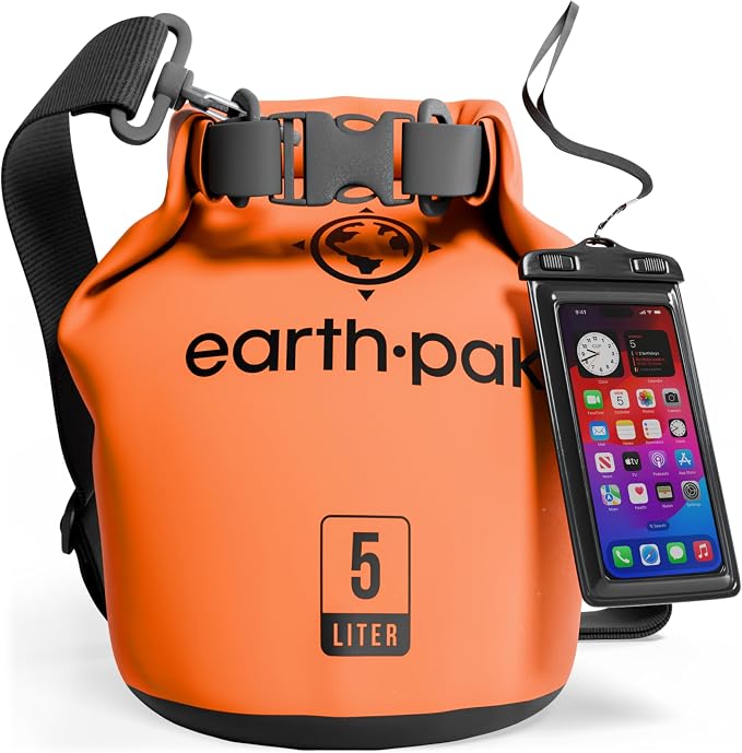 Earth Pak Waterproof Dry Bag - Roll Top Waterproof Backpack Sack Keeps Gear Dry for Kayak with Waterproof Phone Case by earthpak