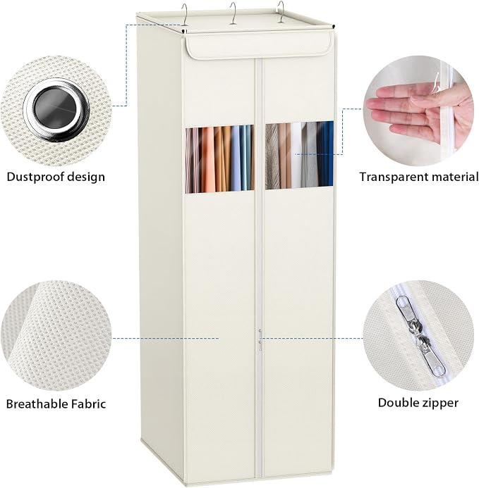 Zilink Large Hanging Garment Bag 54" Garment Bags for Hanging Clothes with Clear Window Space Saving Garment Bags for Storage with Built-in Metal Hanging Rod for Suits, Coats, Dresses - Image 6