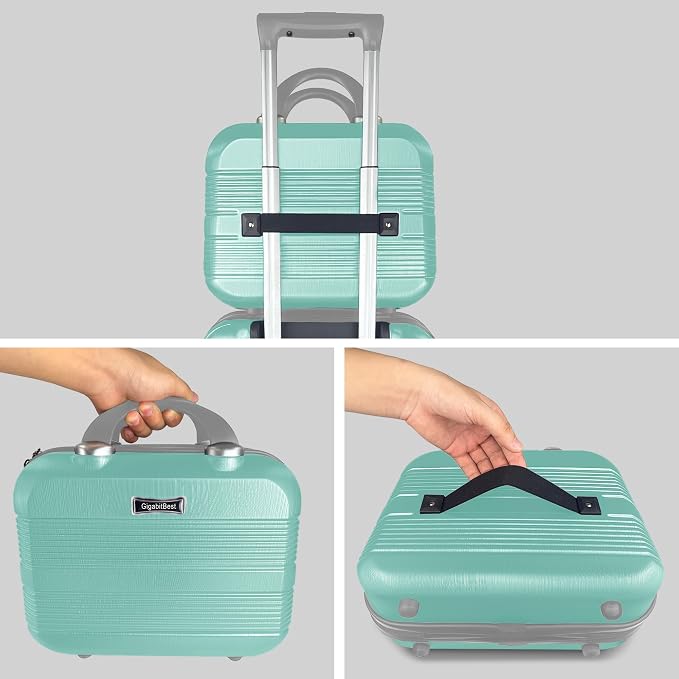 14 Inch Multi-Purpose Waterproof Hard Shell Makeup Case (Green) | ABS Scratch-Proof, Carrying Cosmetic Organizer Case with Elastic Band, Train Case, Mini Suitcase Vanity Case for Women Girl - Image 5