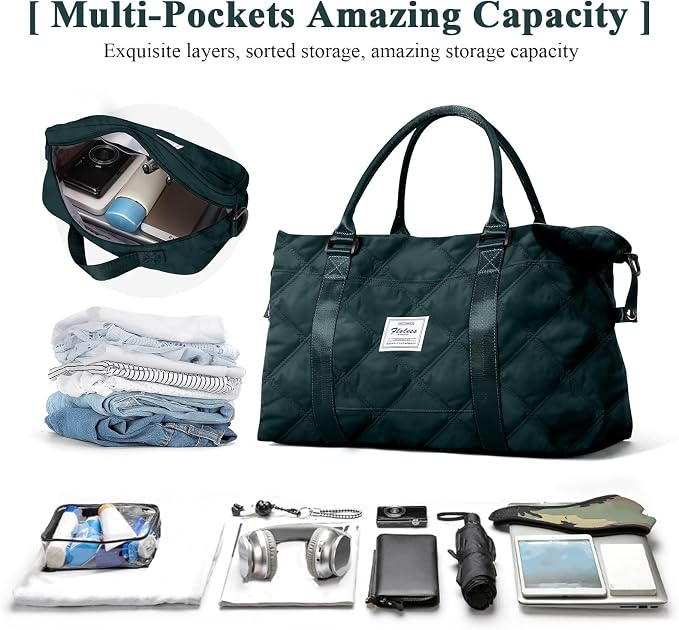 Travel Duffel Bag, Carry On Overnight Weekender Bags for Women | Travel Bag with Wet Pocket & Trolley Sleeve, For Spirit Airlines 18x14x8 Personal Item Bag - Image 2