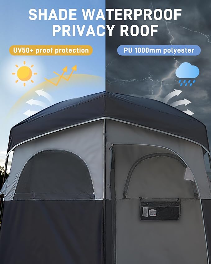 KingCamp Shower Tent, Portable Privacy Tent Outdoor Camping 1/2 Room Toilet Tents with Shower Bag & Dressing Room for Beach, Camping & Hiking - Image 5