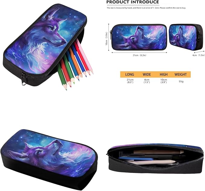 Galaxy Wolf Backpack for Girls Boys Backpack with Lunch Box Water Bottle Carrier and Pencil Pouch 4PCS Set Bookbag with Compartments for School 17 inch Large Capacity School Bag for Kids - Image 6