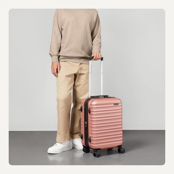 Amazon Basics 21" Hardside Carry-On Luggage with Multi-directional Wheels, Expandable for Up to 25% More Space, Scratch-Resistant Surface, Rose Gold - Image 3