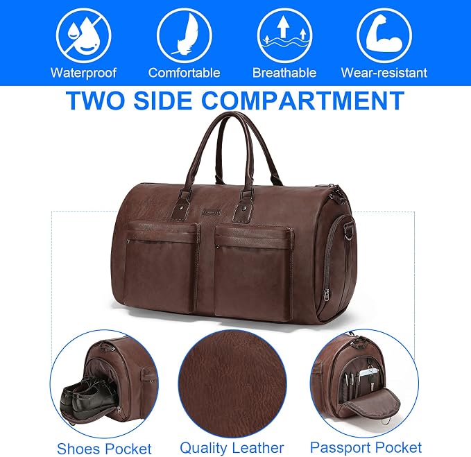 Convertible Garment Bag, Carry-On Suit Bag with Shoulder Strap | 2-in-1 lightweight hanging garment bag, multi-pocket foldable travel bag for weekend getaways for both men and women - Image 5
