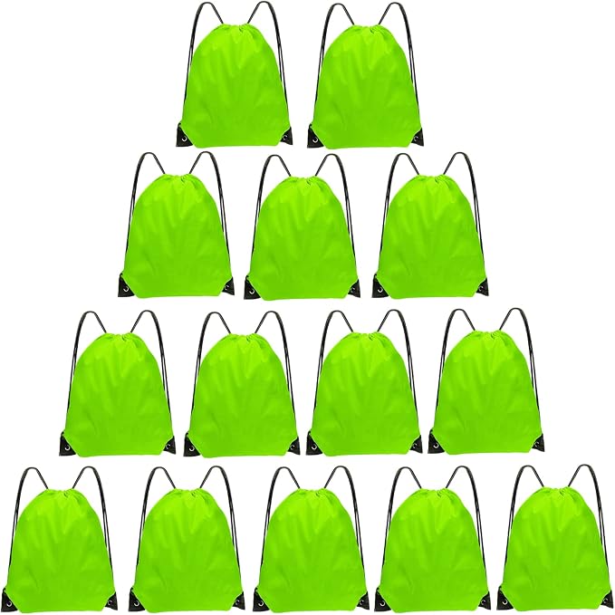 Grneric Drawstring Bags Bulk 14 Pcs Drawstring Backpack Bulk Cinch Bag Sackpack for Men Women Gym (Light Green) by Grneric